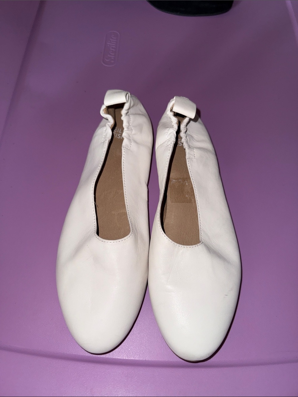 Eileen Fisher white Leather Ballet Flats